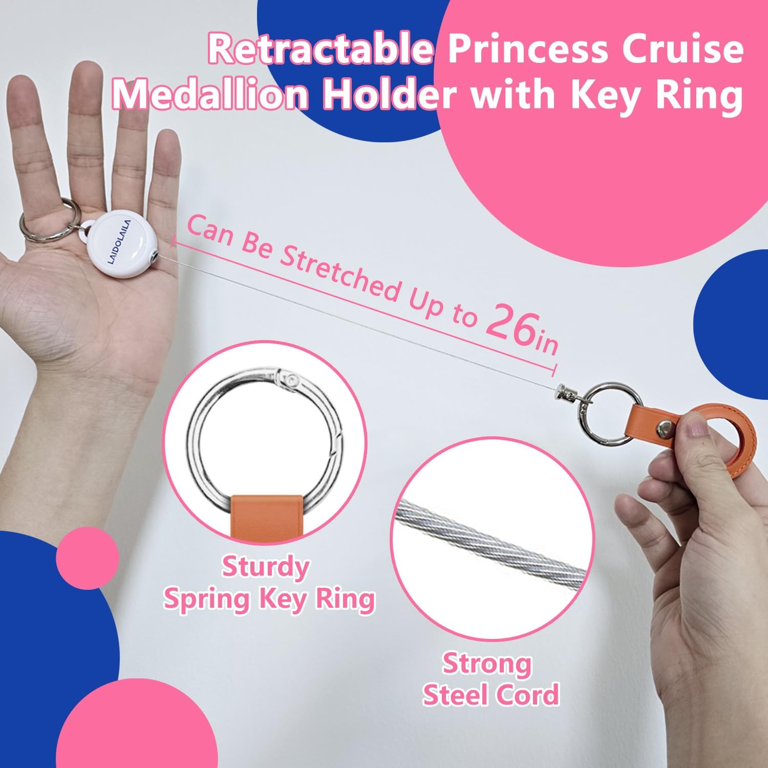 Retractable Princess Cruise Medallion Holder Accessories,with 26”Steels Retractable Cord image 2
