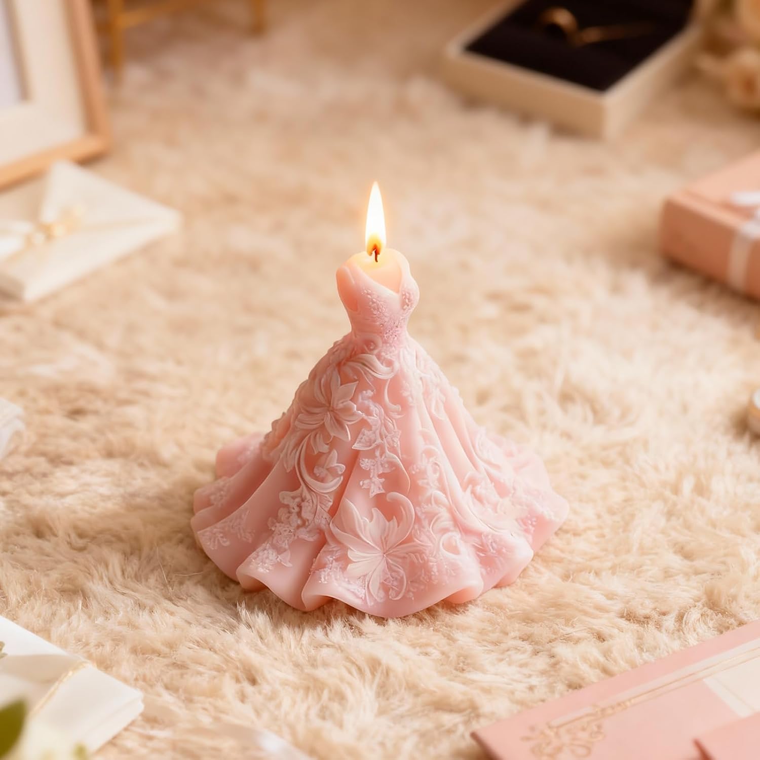 Bride Dress Candle Molds, Skirt Princess Dress Silicone Mold for Candle Making, Epoxy Resin Casting Mold for Soap Handcraft, Perfect for Wedding Party Dinner Home Decor Wedding Valentine's Day Gifts