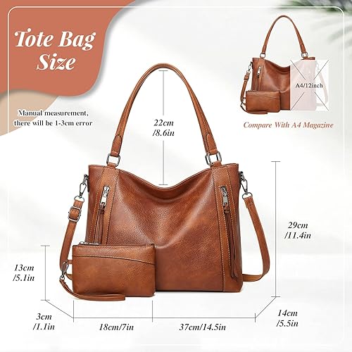 Miniatura 6 de UBORSE Bolsas de mano para mujer, bolsos y bolsos de mano con asa superior, bolso de hombro suave, bolso de mano para mujer, de cuero vegano, juego