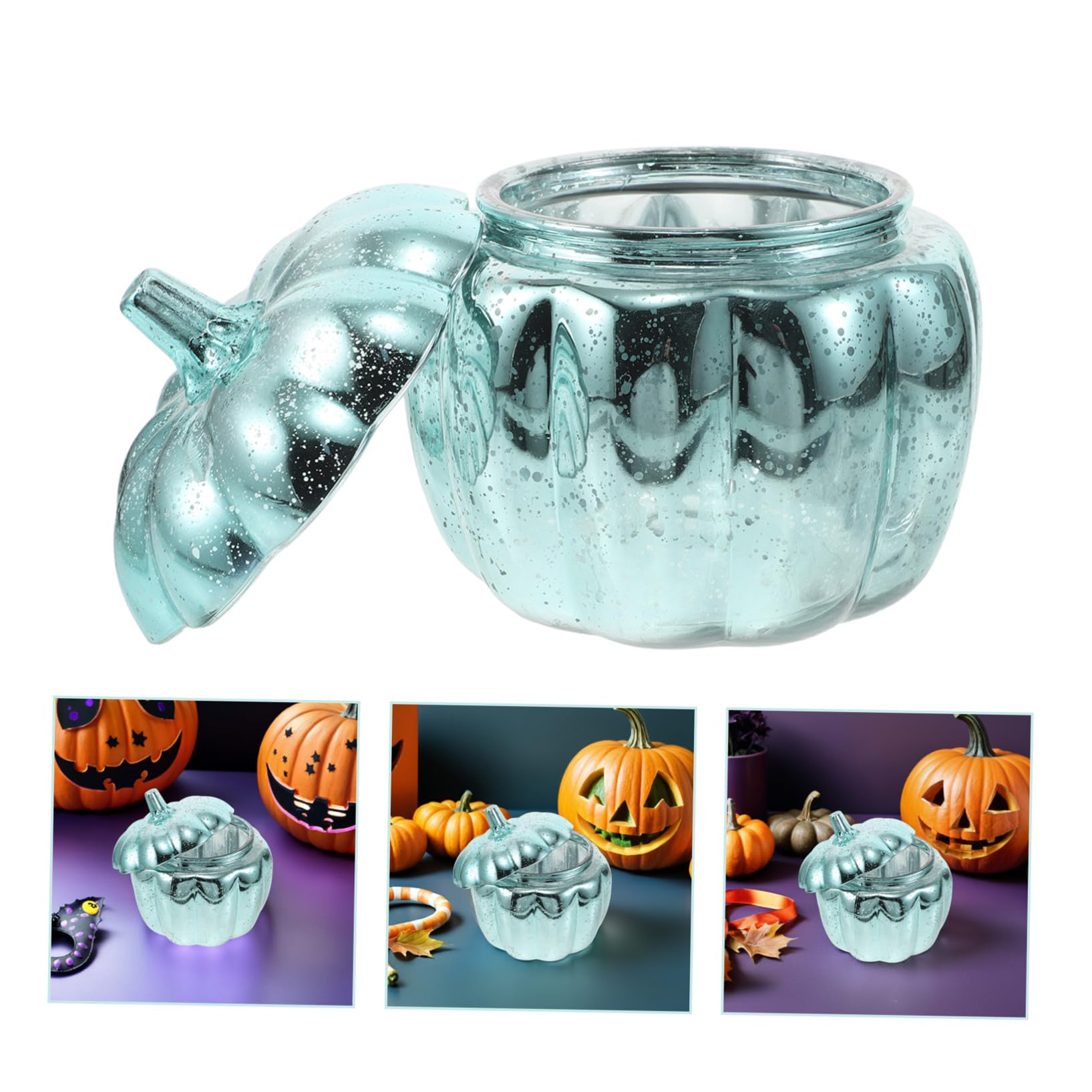 ULTECHNOVO Kürbisförmiges Glas mit Deckel für Snacks und Gewürze Aufbewahrungsglas im Herbstdesign für Küche und Dekoration