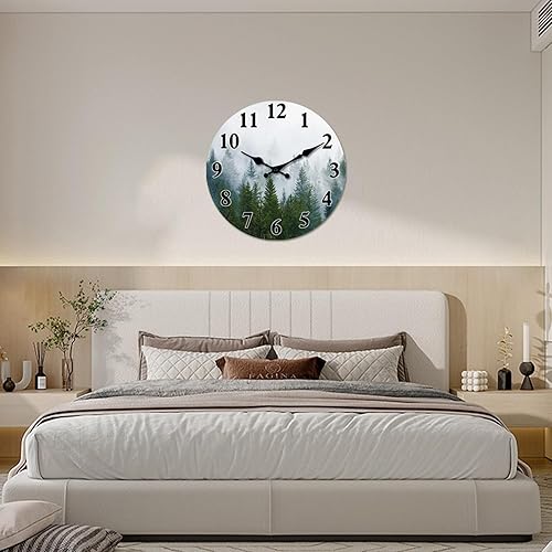 Miniatura 5 de XFM Reloj de pared de madera para decoración de sala de estar, árbol del bosque, funciona con pilas, relojes de pared redondos redondos grandes de