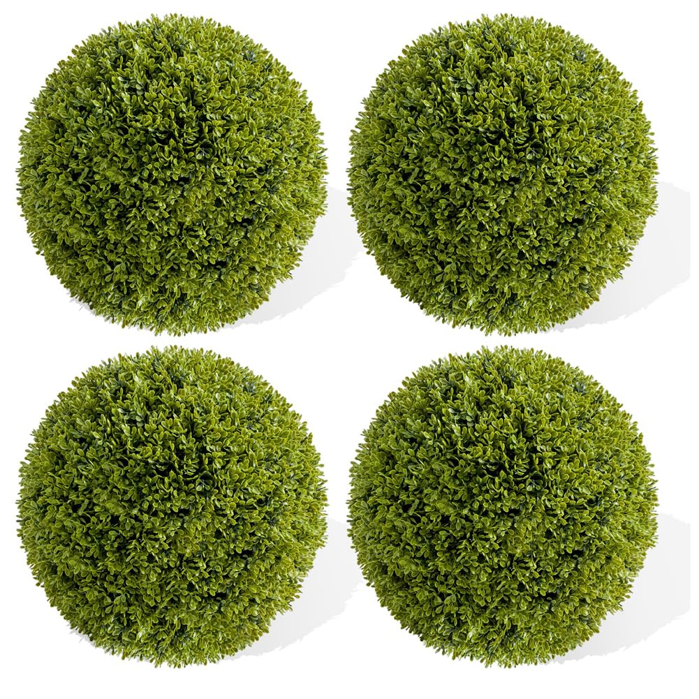 2er-Set Künstliche Buchsbaumkugel, groß Ø30 cm Buchsbaum Kugel mit Kette, UV-beständig Plastik Künstliche Pflanzen, dekorative Kugelpflanzen Formschnitt Kunstpflanze für Haus Büro Garten Hochzeit - A