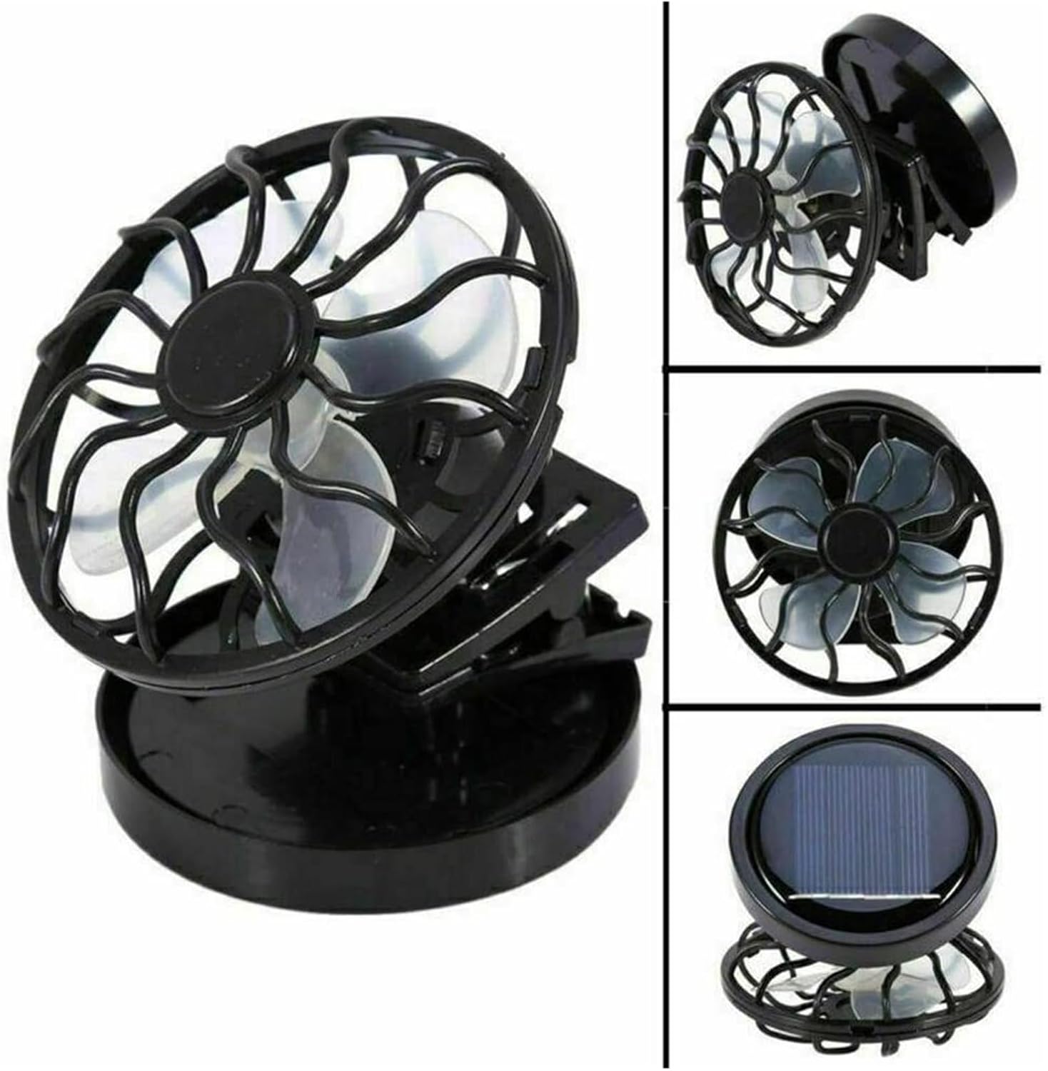 Mini Solar Powered Clip Fan - Portable Handheld Cooling Fan for Hats, Caps & Outdoor Activities, No Battery Needed (Black)