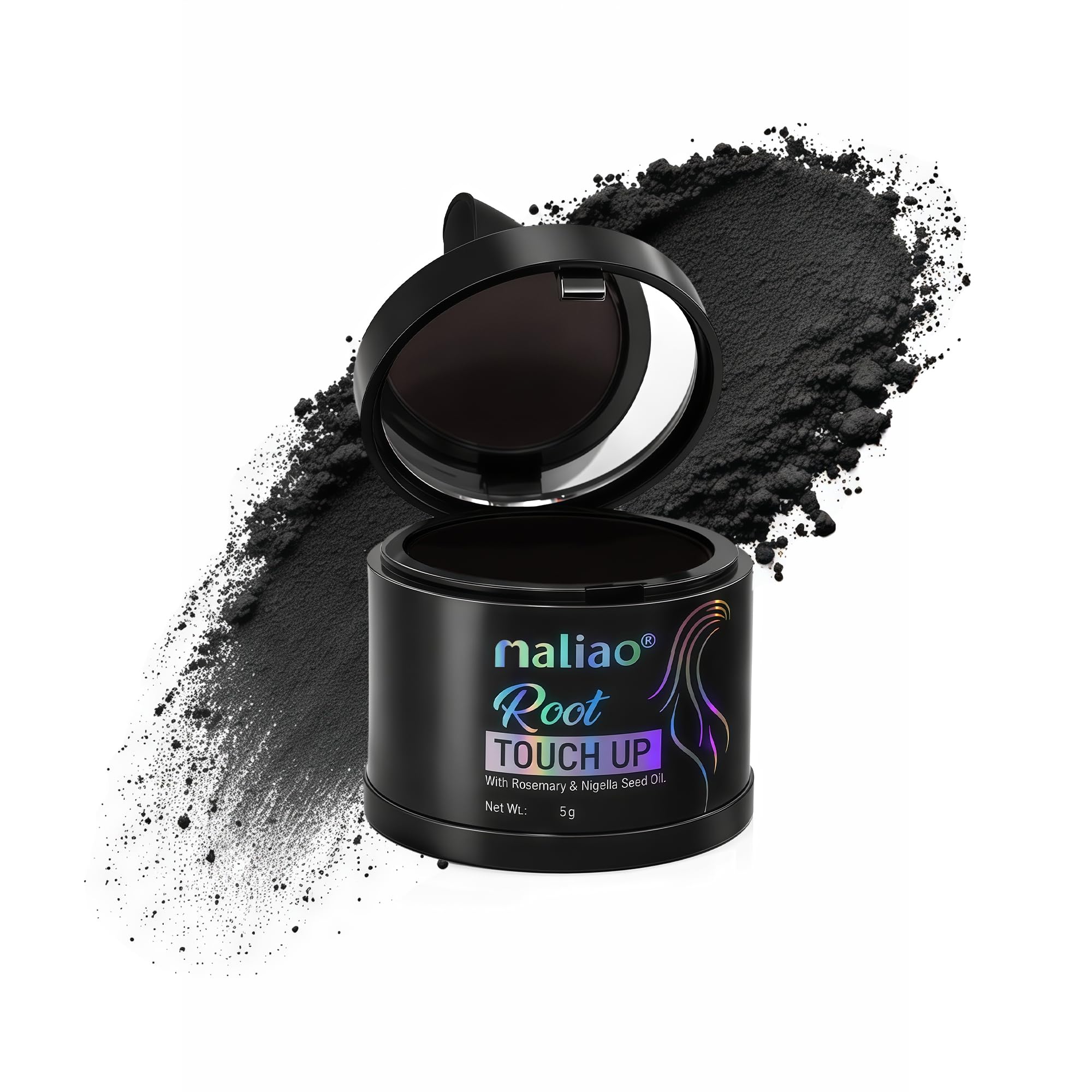 Maliao Root Touch Up Hair Powder – Matte Finish | Lightweight Powder Texture | Seamless Color Blending | Natural-Looking Root Coverage | No Sticky or Stiff Feel | Easy to Apply & Remove | 4g (Black)-image-18