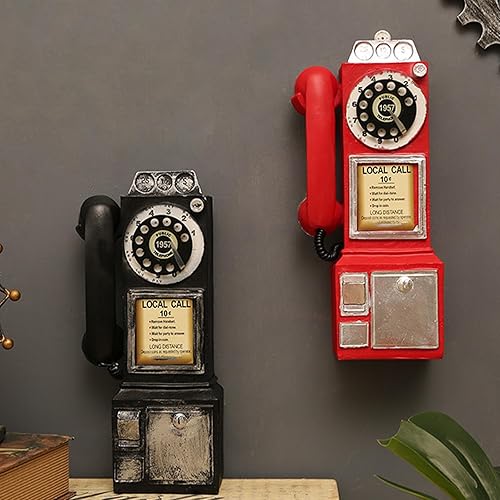 Miniatura 6 de Teléfono antiguo de 11.5 pulgadas, accesorios clásicos de resina para teléfono, esfera rotativa, modelo retro montado en la pared para decoración