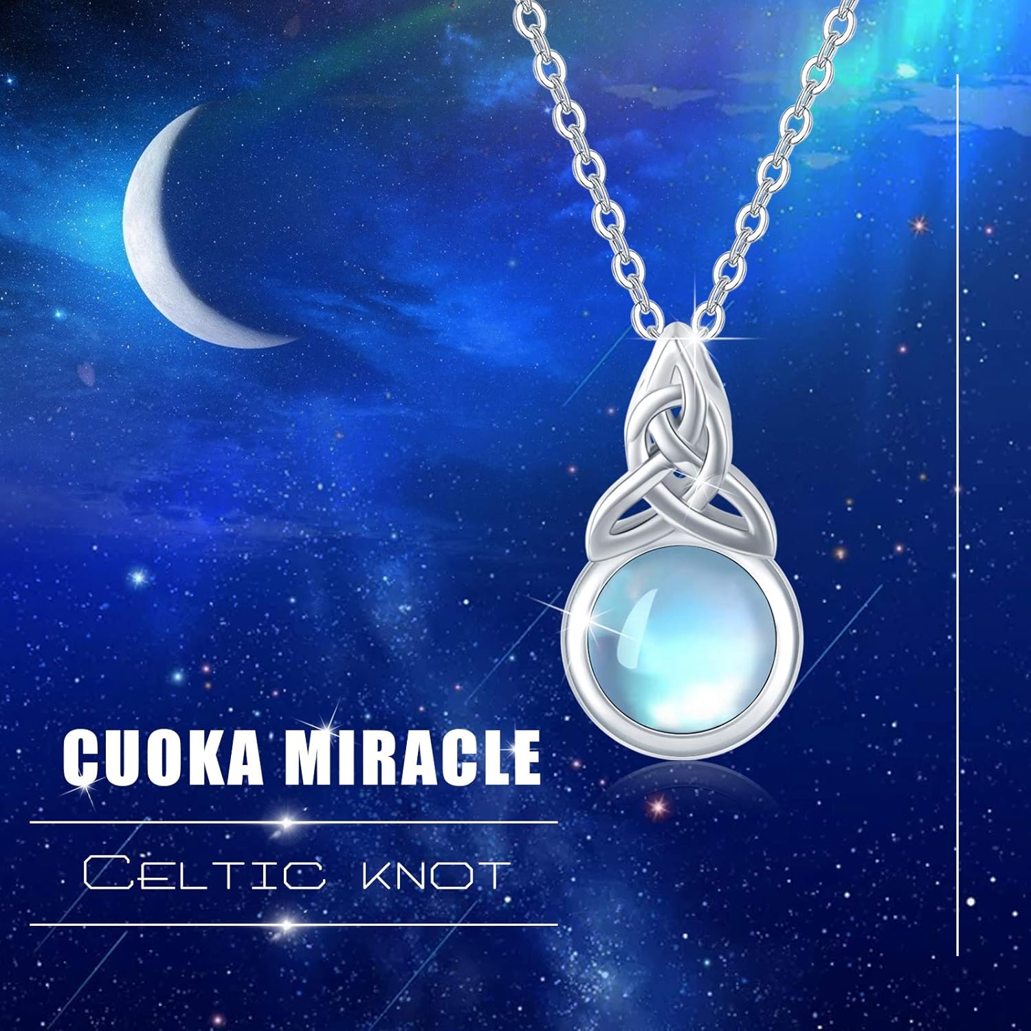 CUOKA MIRACLE Moonstone Necklace for Women 925 Sterling Silver Minimalist Pendant Necklace Jewelry Gifts for Mom Birthday Mother's Day Anniversary Christmas - Image 5