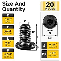 Vista 2 de Mywish M5 x 8mm 20 piezas de tornillos de cabeza plana con rosca hexagonal, pernos de acero inoxidable 304 para muebles con rosca completa, óxido