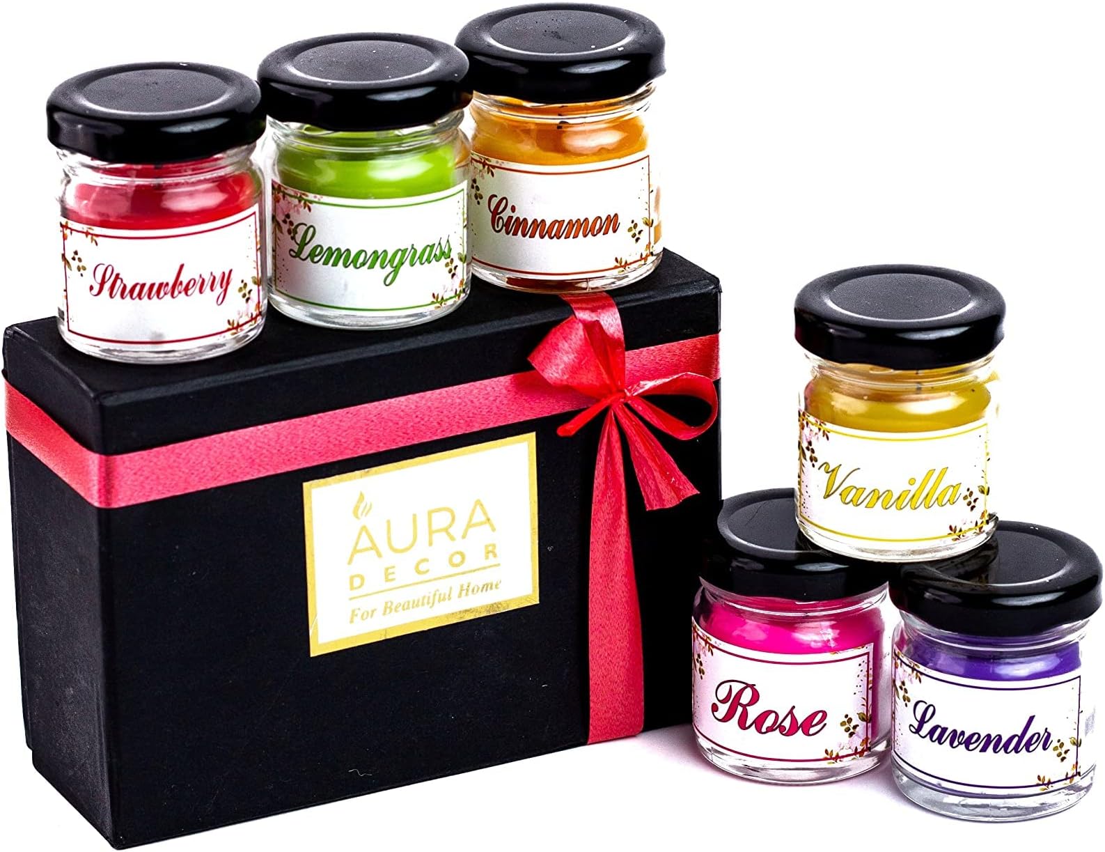 AuraDecor Fragrance Jar Candle Set of 6 Fragrance Candles for Home
