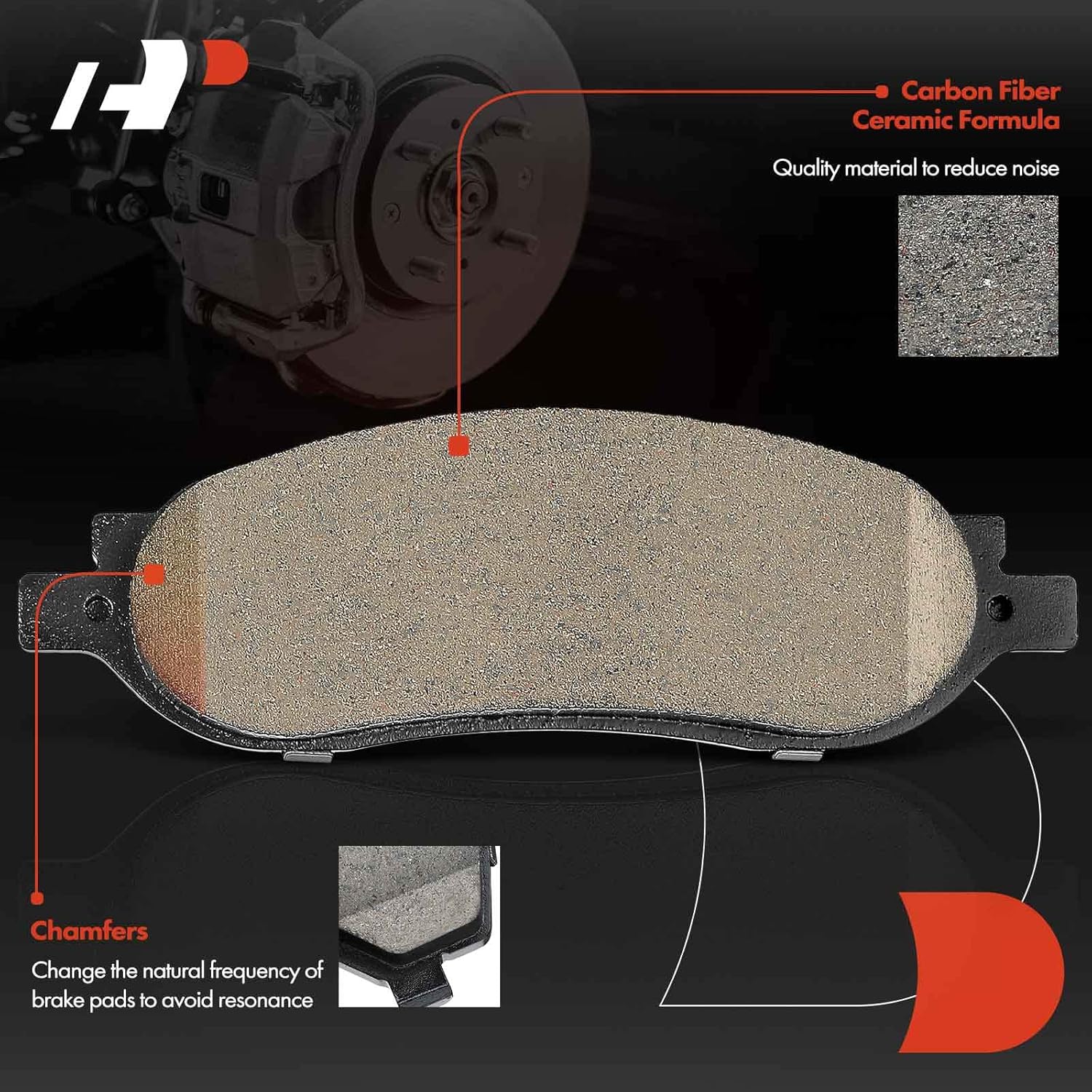 A-Premium Rear Ceramic Brake Pads Set Compatible with Ford Models - For F-250 Super Duty/F-350 Super Duty 2005 2006 2007, with Hardware, 4-Pack