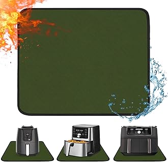 Heat Resistant Mat for Air Fryer, 15 x 18in Countertop Protector, Fireproof Silicone Appliance Slider for Coffee Maker, Toaster, Oven - Green