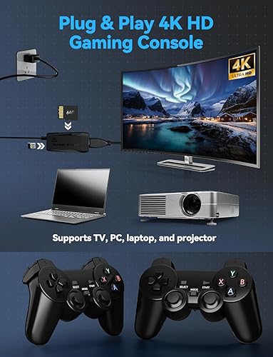 Miniatura 4 de DOLSAO Consola de juegos retro, 20000+ 4K HDMI NES Classic Edition Game Stick, consola de videojuegos con emulador TF 64G, controladores