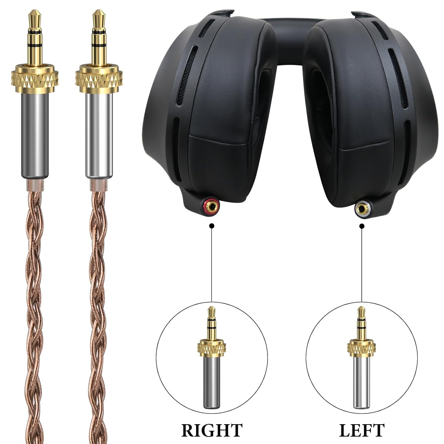 GEEKRIA Apollo Copper Upgrade Audio Cable Compatible with Sony MDR-Z7 MDR-Z7M2 MDR-Z1R Headphones, 4.4mm to Dual 3.5mm Replacement Headphones Cord with Locking Device (4.9 ft / 1.5 m)