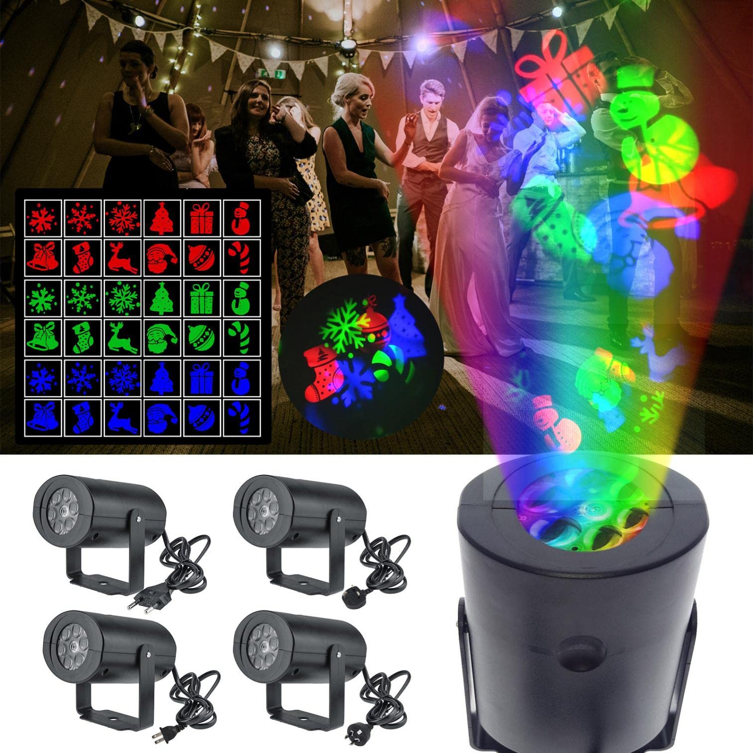 Christmas Projector Lights - Outdoor/Indoor Waterproof Landscape Spotlight Decorative Stage Lights for Xmas Decor Theme Holiday Party (A)