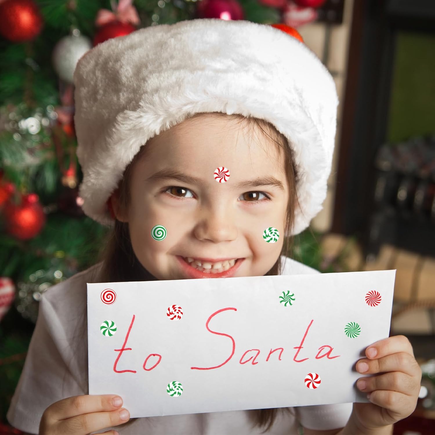 Whaline 1000Pcs Christmas Candy Stickers Mini Red Green Xmas Paper Labels Self-Adhesive Peppermint Decals for Craft Scrapbook Envelope Card, 10 Sheets - Image 7