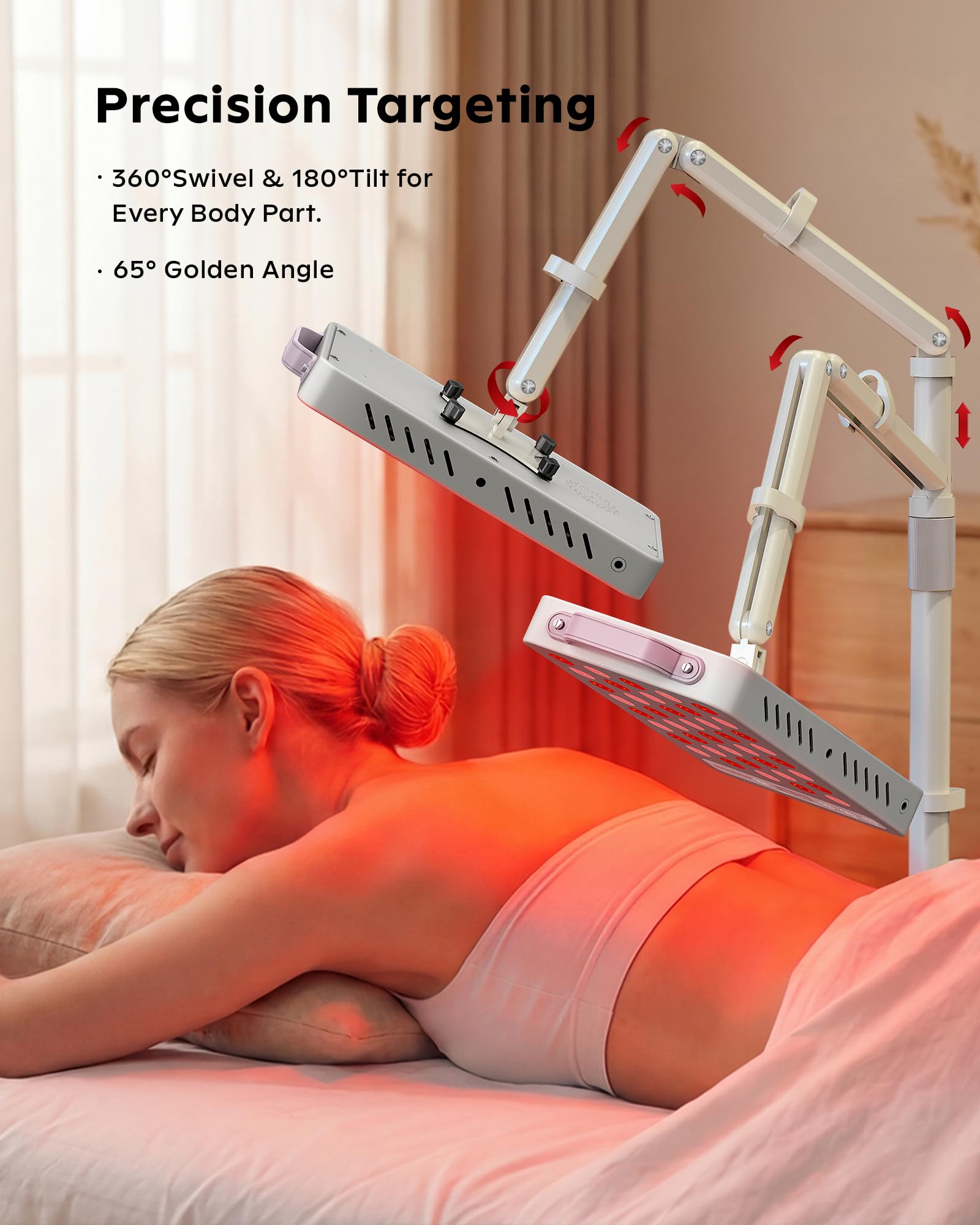 SOLRA Supporto mobile da pavimento per pannelli di terapia della luce rossa, regolabile in altezza da 114,3 a 144,8 cm, supporto girevole con VESA 75 x 75 mm, resistente, capacità 11,8 kg, per lampade