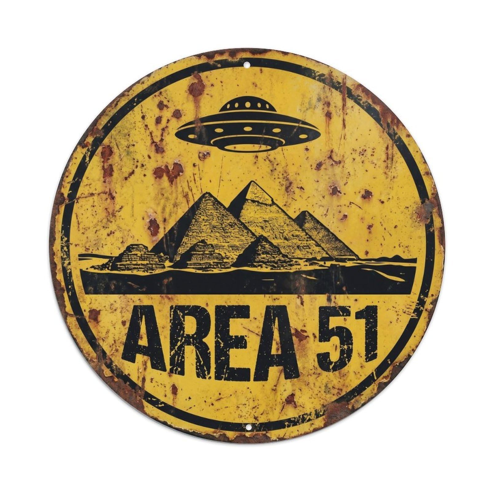 Extraterrestrial Area 51 Pyramid Saucer Ancient Contact Metal Tin Sign