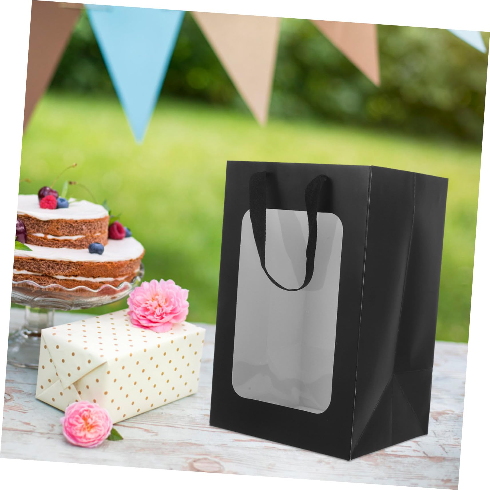 KOMBIUDA 10piezas Bolsas De Obsequio Transparentes Asas Unidades Para Fiestas y Bolsas Para Golosinas y