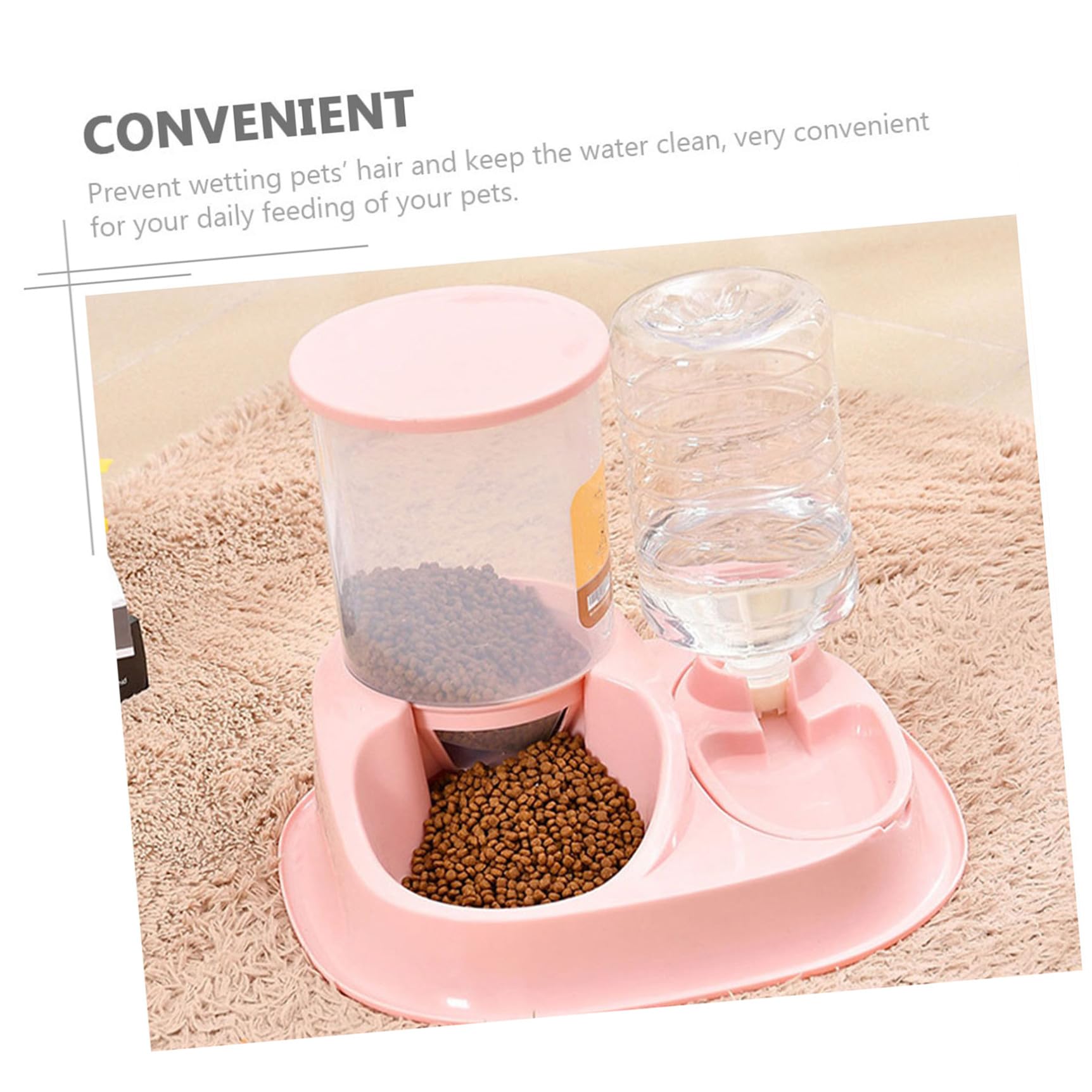 2.5l/4l Rose Distributeur Automatique d'eau et Croquettes | Plastique, Nettoyage Facile, Limite le Mouillage des Poils, Usage Quotidien