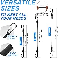 Vista 2 de Correas elásticas cortas con Mini SDTC Tech con mosquetones, paquete de 8 correas elásticas negras extra resistentes de 6", 8", 10" SDTC Tech