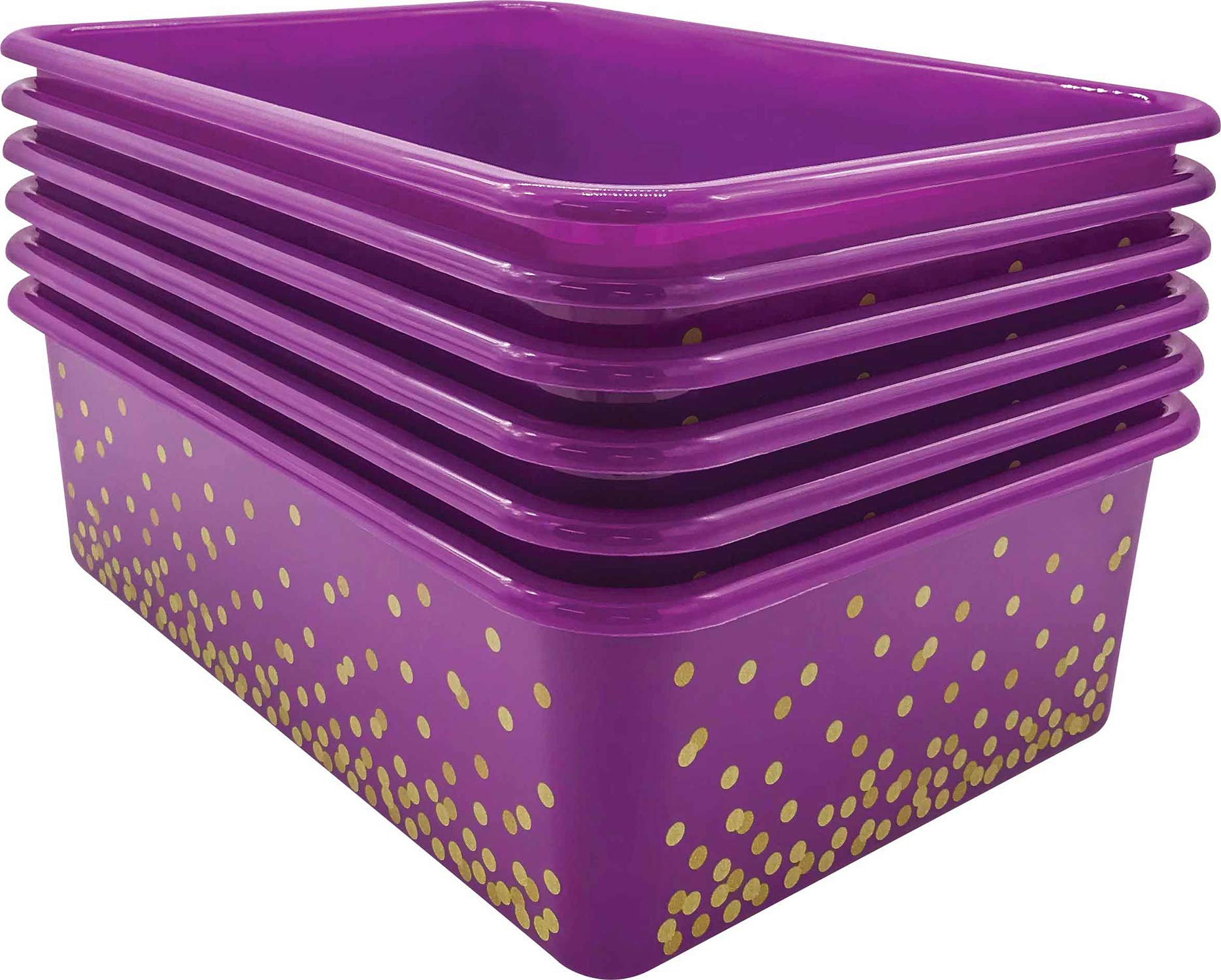 Bacs de rangement plastique violet x6 grande boîte empilable pour placard et celier