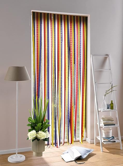 Rainbow Anti-Insect Door Curtain, Multi Colour Slat type Door Curtain /Fly Blind, Strip Blind Bug Blind ,Fly Screen Panel 90x210cm