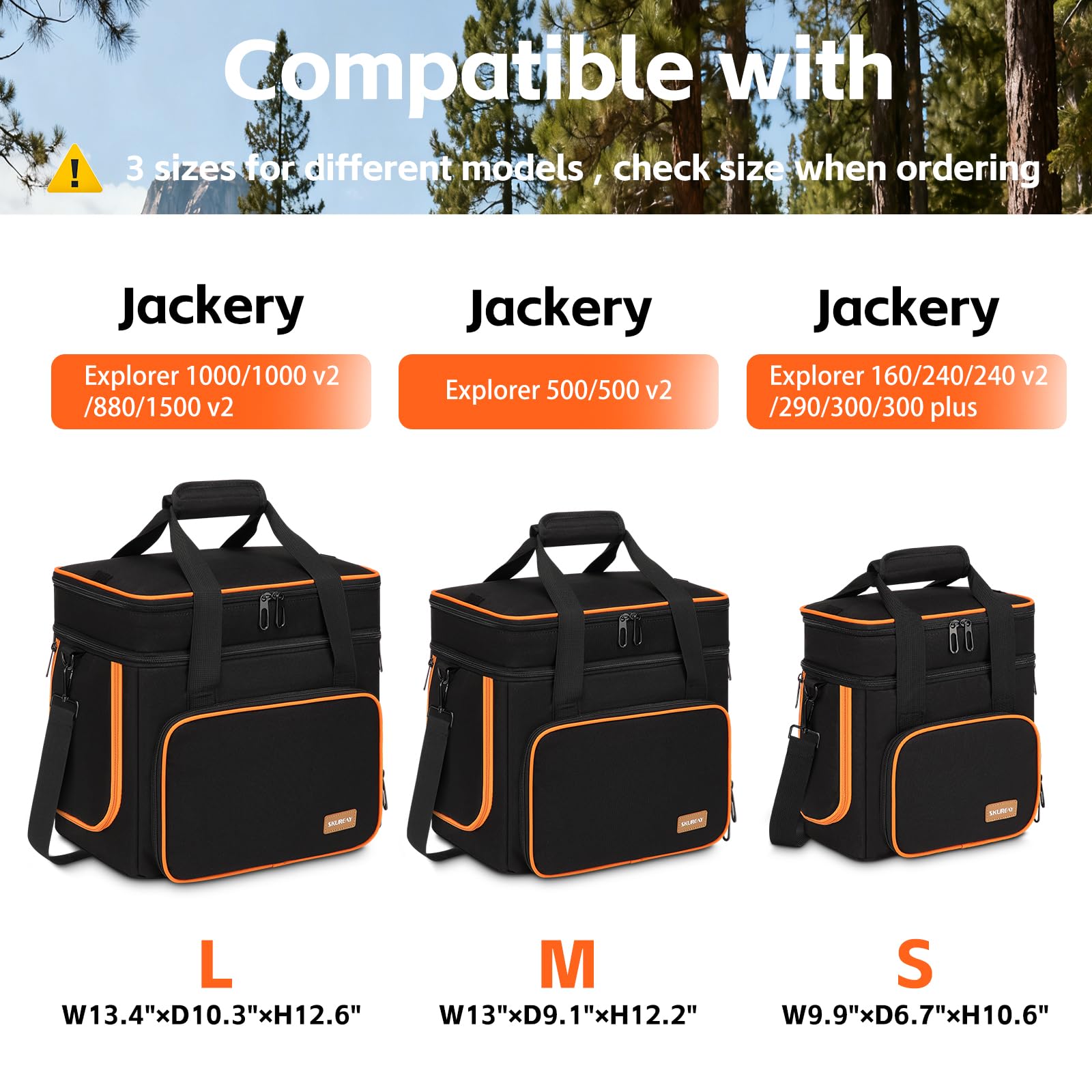 Tragbare Tragetasche kompatibel mit Jackery Explorer 1000/1000 v2/880/1500 v2, Klappdeckel, doppellagige, weiche Aufbewahrungstasche für Zubehör/Ladekabel/Solargenerator