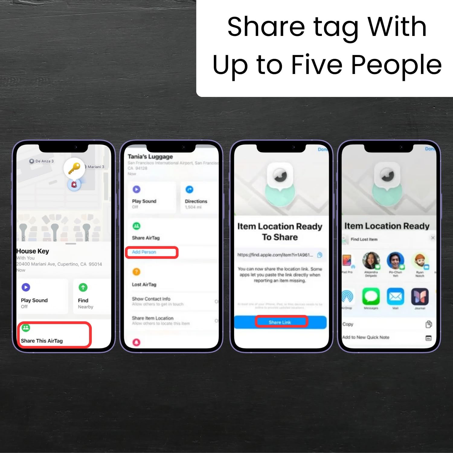 tag8 [Confezione da 4] Ricerca oggetti Funziona con Apple Find My APP (solo iOS), Bluetooth Tracker, Trova chiavi e localizzatore oggetti per bagagli, zaini, valigie