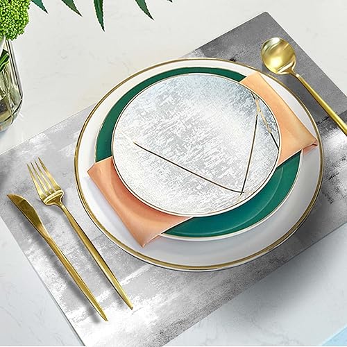 Miniatura 2 de Mcalk Juego de 6 manteles individuales y camino de mesa gris oscuro, manteles individuales de tela para interiores para cocina, manteles