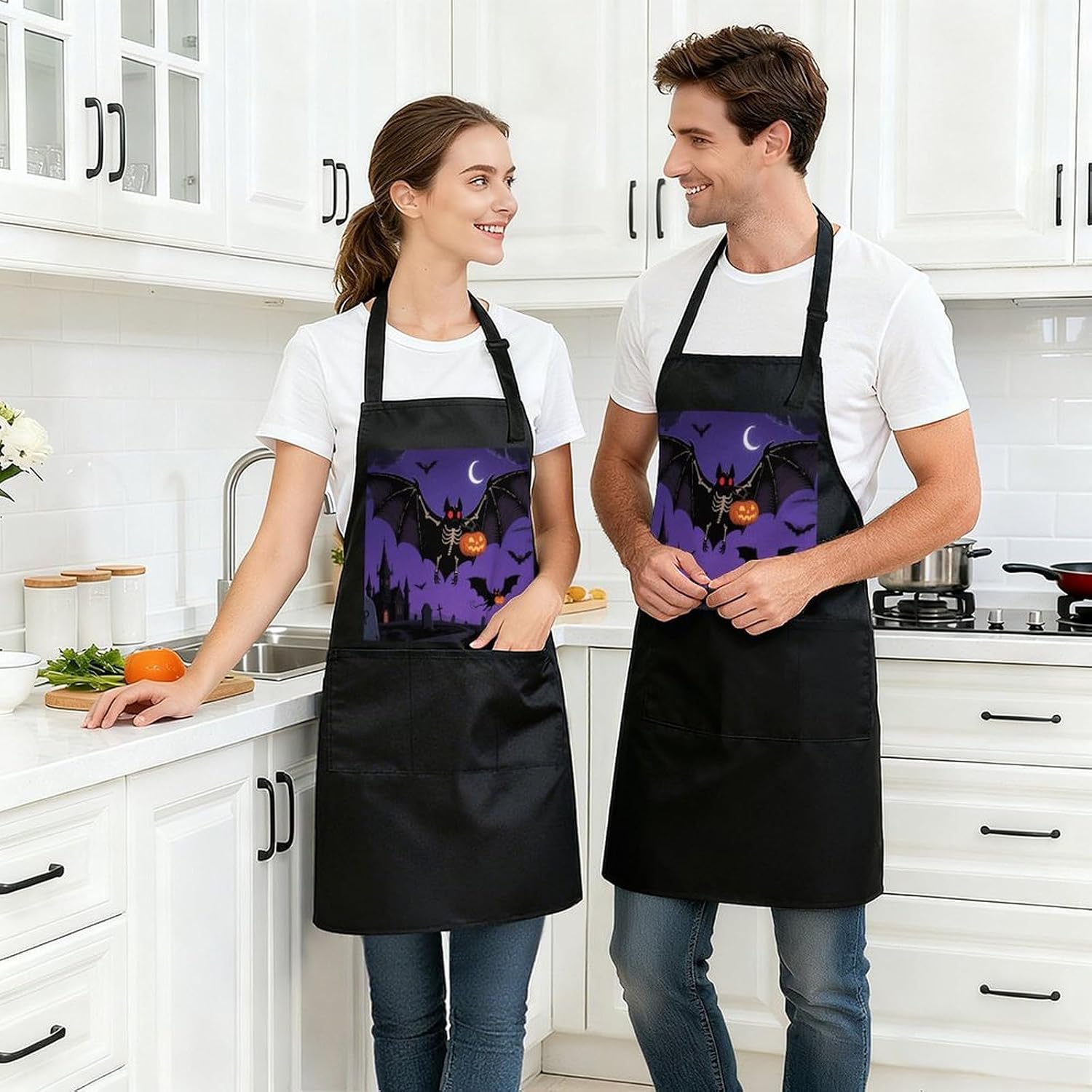 Halloween Flying BatsWaterproof Kitchen Apron image 3
