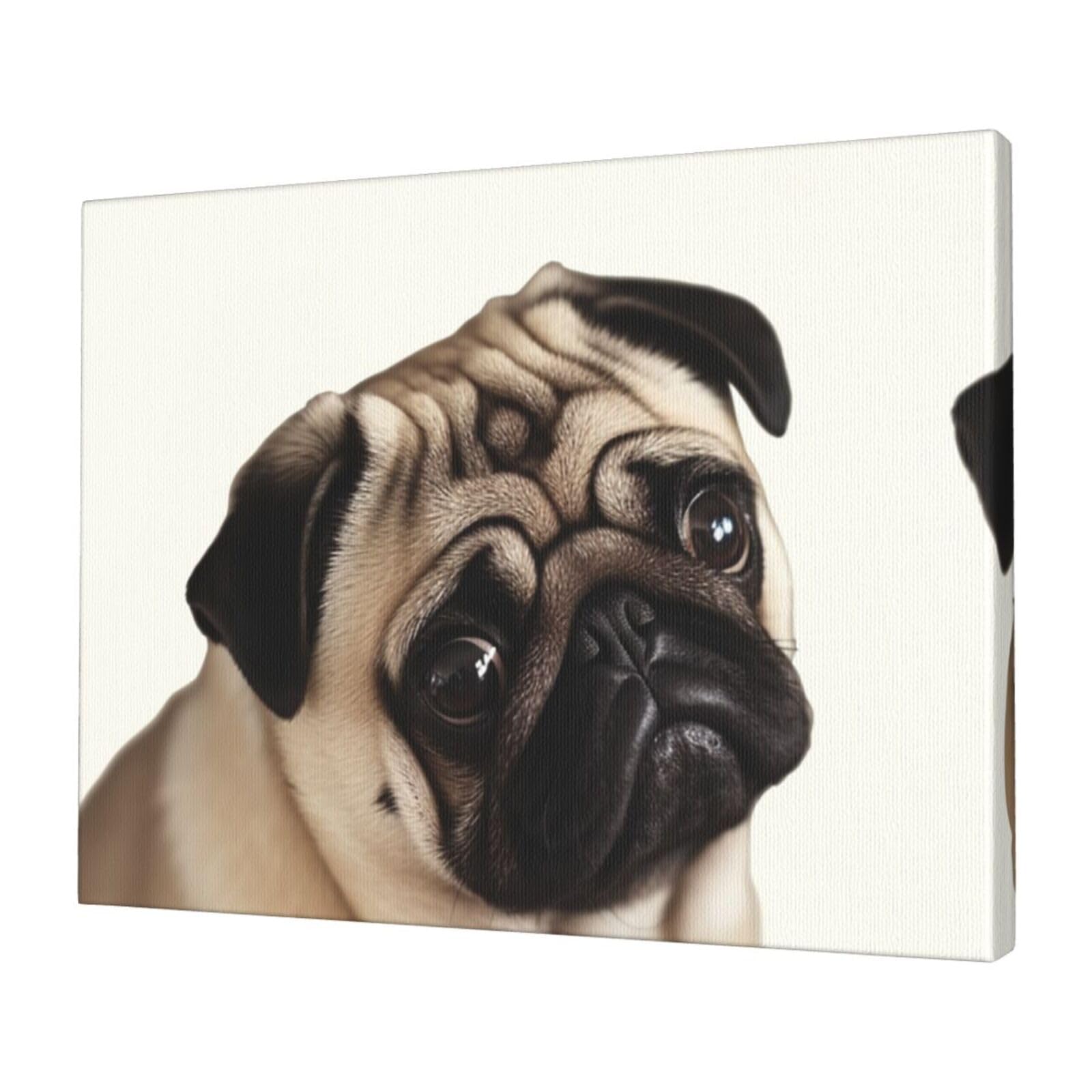 FodPand Canvas Wall Art for Living Room Wall Decor 12"x16" Modern Artwork Painting Pictures Hanging Canvas Prints Pug Dog Aesthetic Wall Art for Bedroom Bathroom Office Wallart Decor