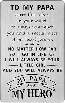 HYHYDHP Papa Fathers Day Cards from Granddaughter Daughter - Papa Birthday Wallet Card, Christmas Gift Ideas