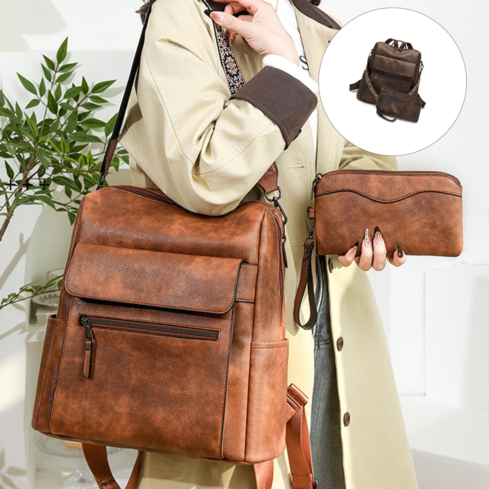 Mochilas Monedero Mujer, Impermeables Antirrobos Mochilas De, Mochila De Viaje Convertible Monedero Bolso De Hombro Bolso Diseño Convertible