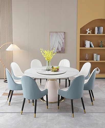 Vista 53 de Juego de 2 sillas de comedor, modernas patas doradas de piel sintética para comedor, cocina, comedor (beige)