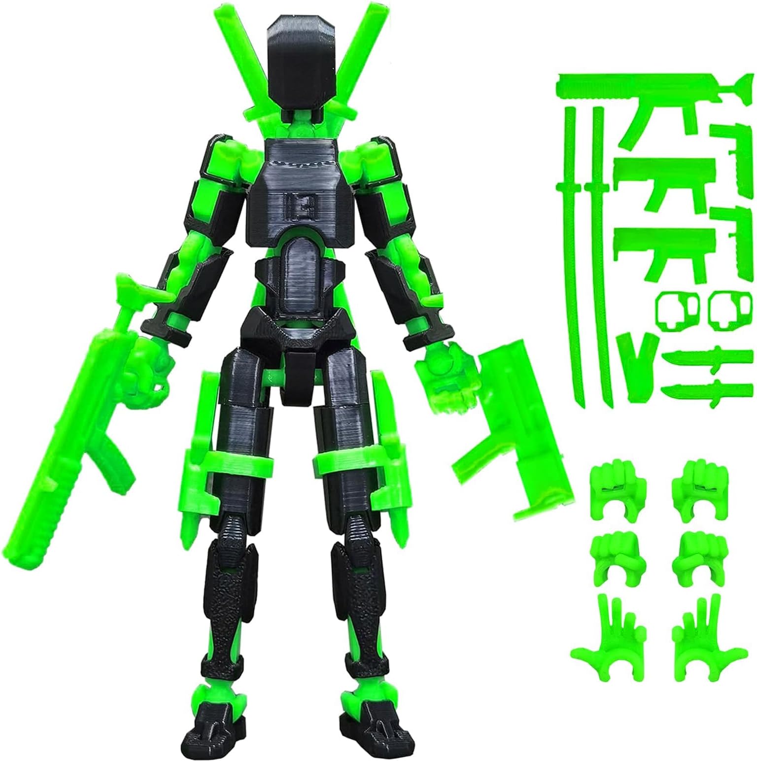 5.5" 3D Print T13 Action Figure with Numerous Weapons Multi-Joint Movable Black Dummy 13 Toys