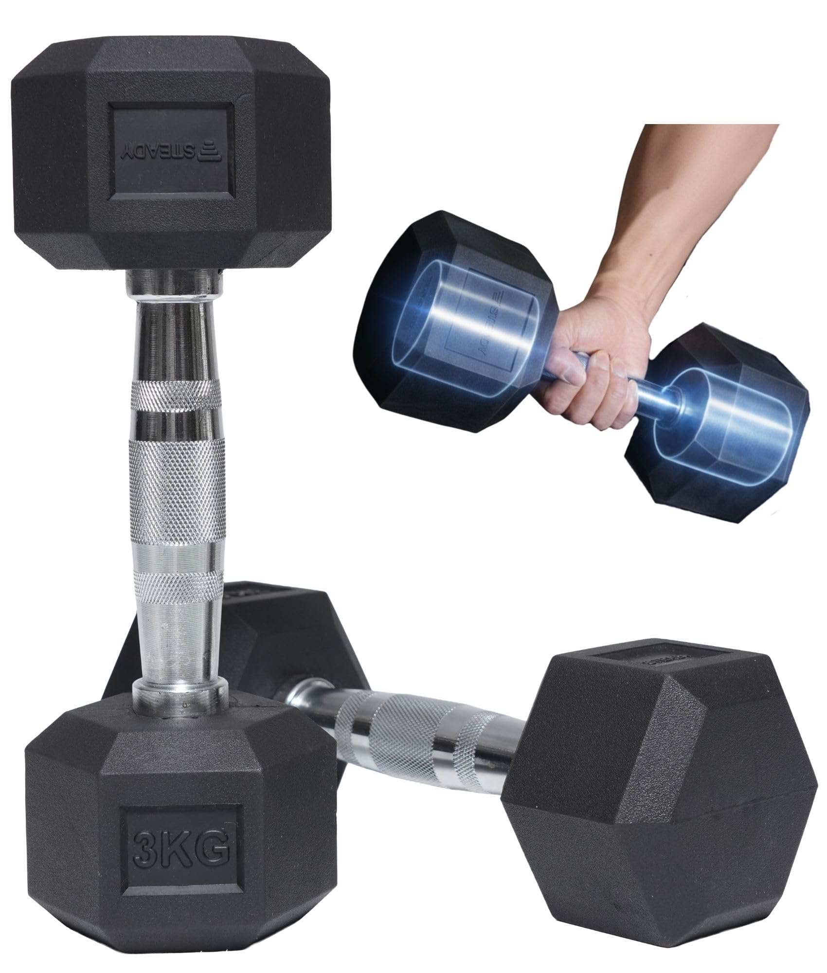 Amazon | STEADY ヘックスダンベルSolid 3kg/5kg/7.5kg/10kg/12.5kg