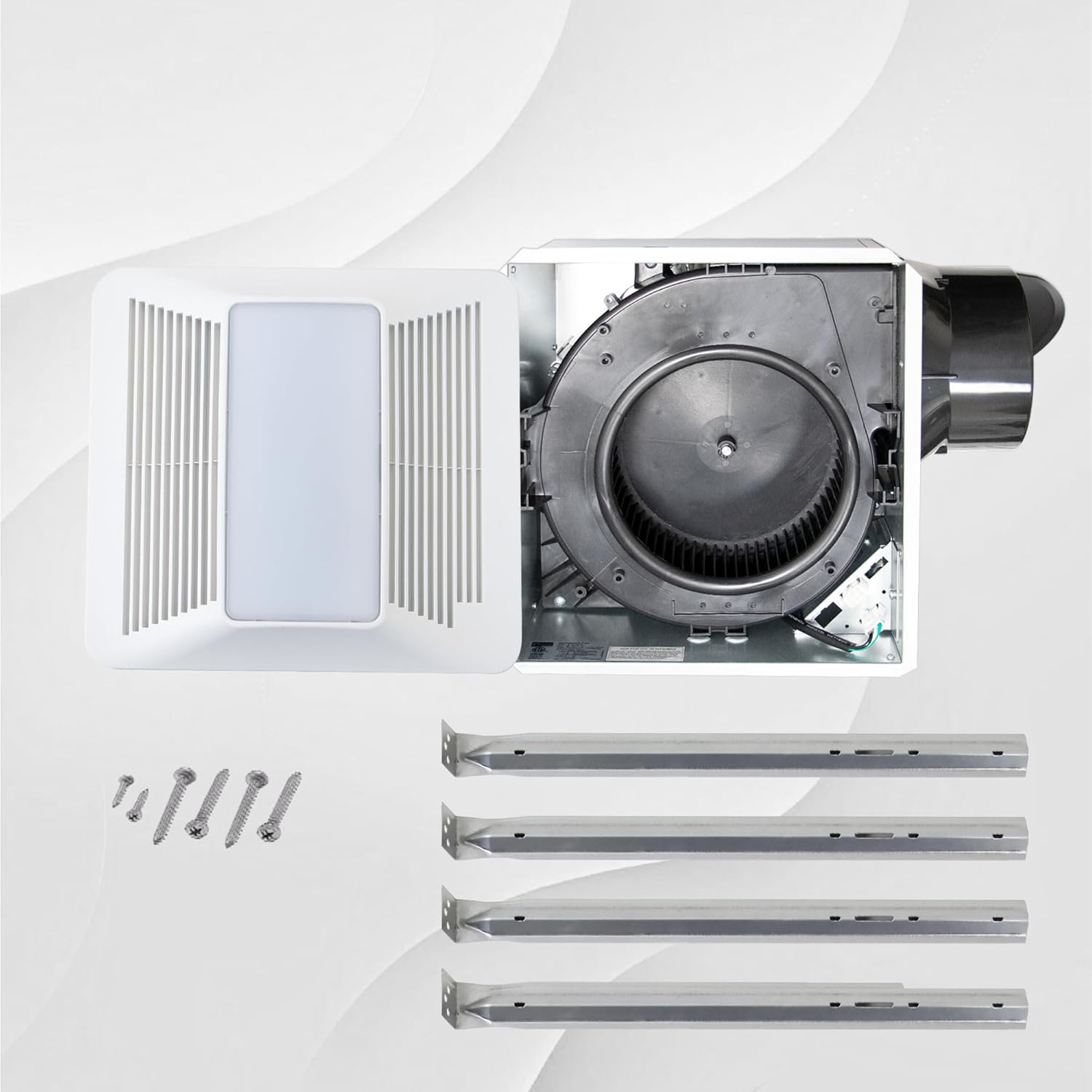 Awoco Bathroom Exhaust Fan with LED Light, 120 CFM, Ultra-Quiet 0.9 Sone, Bathroom Ceiling Fan with duct size 6 Inch, ETL Certified Ventilation Fan.