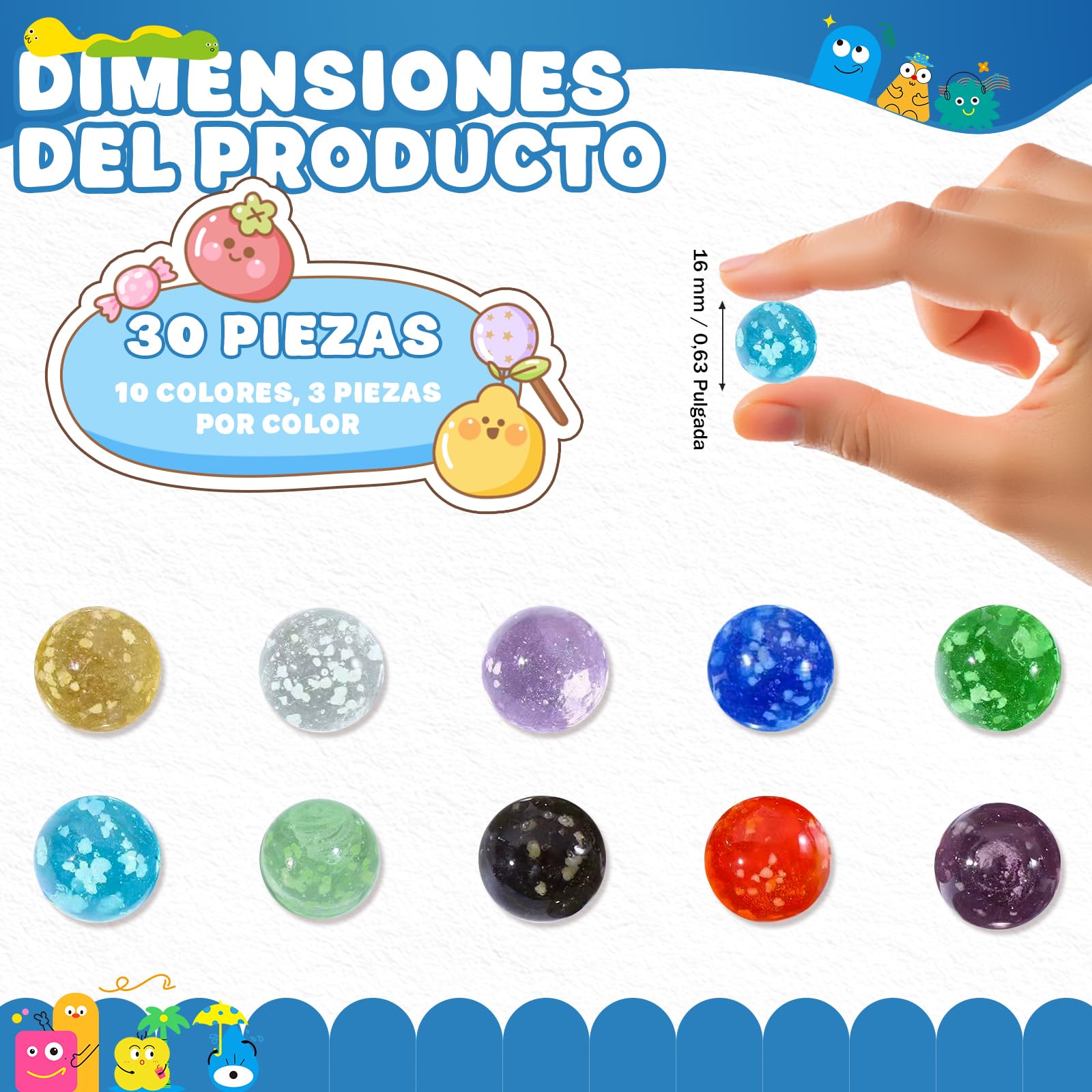 30 Piezas Canicas de Cristal Pequeñas, Mármoles de Cristal Que Brillan Oscuridad, Juego de Canicas para Niños, Mármoles de Vidrio Colorido para Bricolaje y Decoración del Hogar