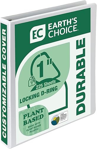 Samsill Earth's Choice Carpeta a base de plantas resistente con 3 anillos en D de 1 pulgada con bloqueo de un solo toque, a base de plantas disponible en Yaxa Peru