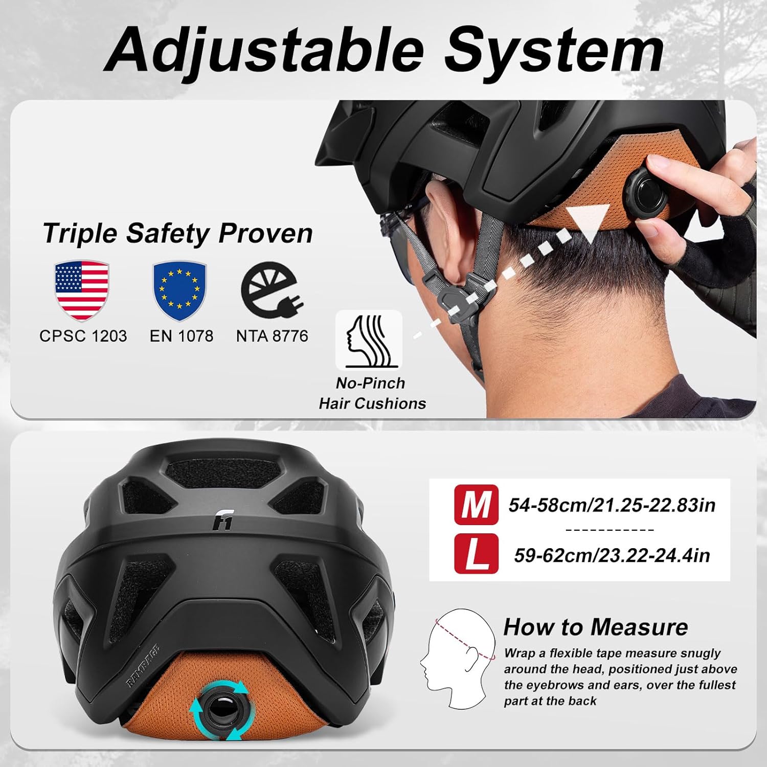 KINGBIKE NTA-8776 Mountain Bike Helmet Professional Ebike Helmets with 3-Level Adjustable Visor & Camera Mount E-MTB Helmet for Adults Men Women Youth E-Bike Safety Certified - Image 7