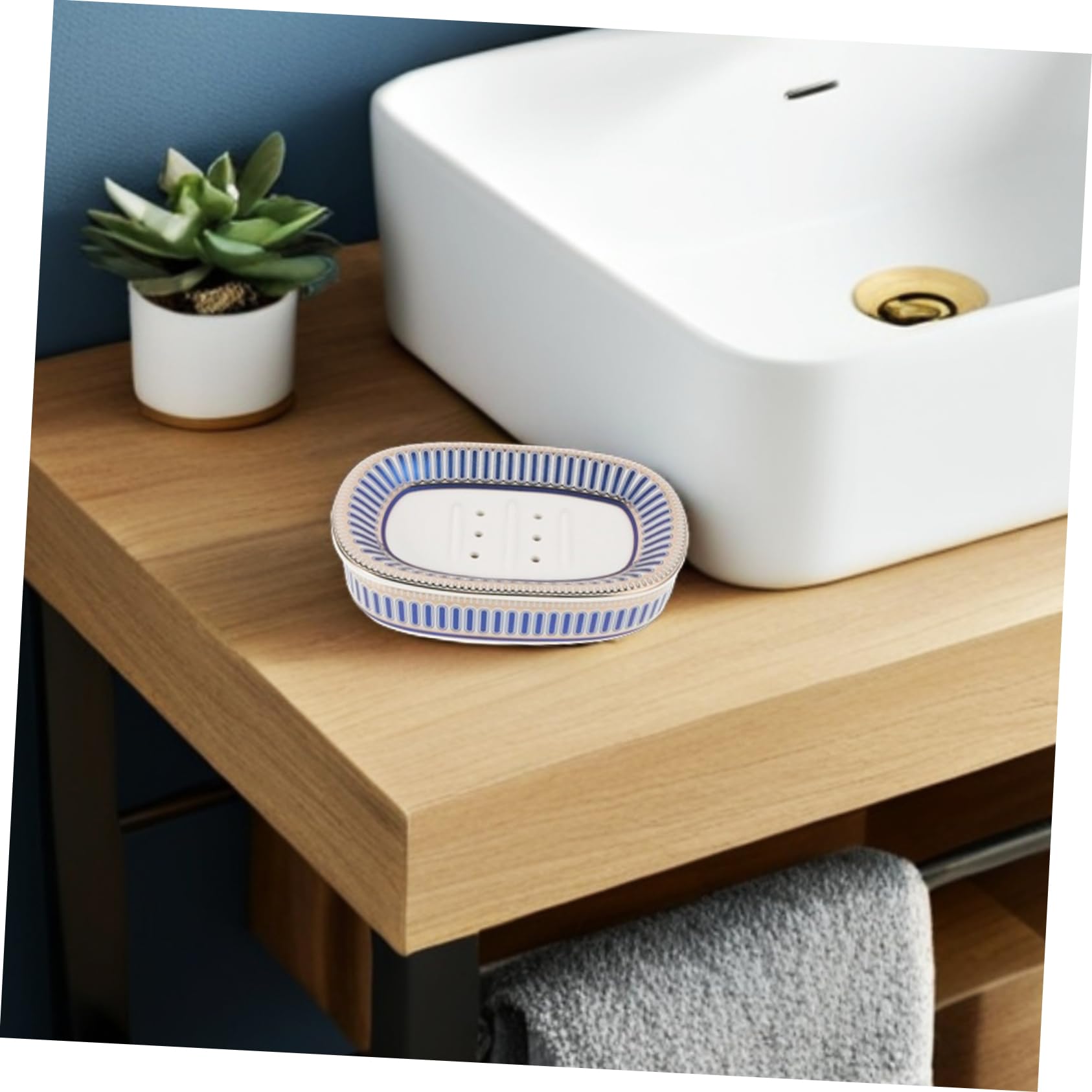 Jabonera Pequeña de Cerámica con Diseño de Drenaje Múltiple | Estilo Simple y Elegante, Diseño Desmontable, Fácil de Limpiar, Uso Versátil en Baño y Ducha