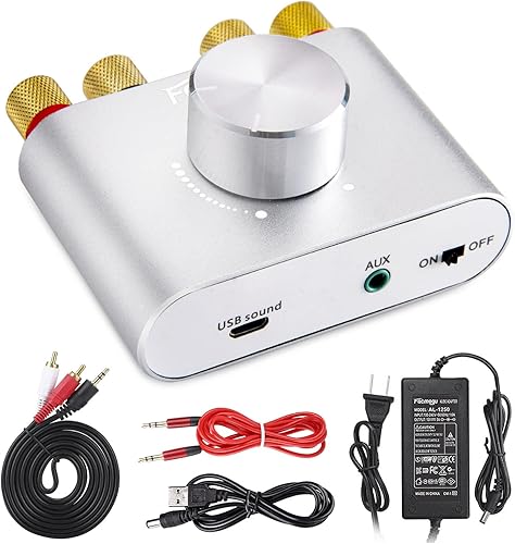 Miniatura 10 de Facmogu M6 200W Mini amplificador de potencia Bluetooth 5.0, amplificador de audio HiFi estéreo mini de 100Wx2 de doble canal con entrada Negro