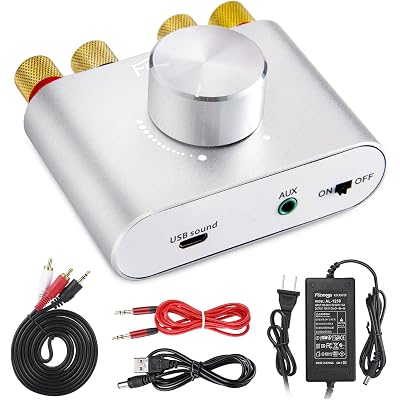 Facmogu F900S 160W Bluetooth 5.0 Mini Amplifier, 80Wx2 2.0CH Audio Power Amplifier, Hi-Fi Stereo Sound Digital Amp Wireless Speaker Amp Receiver w/AUX/USB/BT Input & 12V 5A Power Adapter - Silver