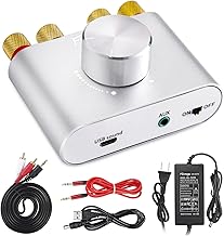 Facmogu F900S 160W Bluetooth 5.0 Mini Amplifier, 80Wx2 2.0CH Audio Power Amplifier, Hi-Fi Stereo Sound Digital Amp Wireless Speaker Amp Receiver w/AUX/USB/BT Input & 12V 5A Power Adapter - Silver