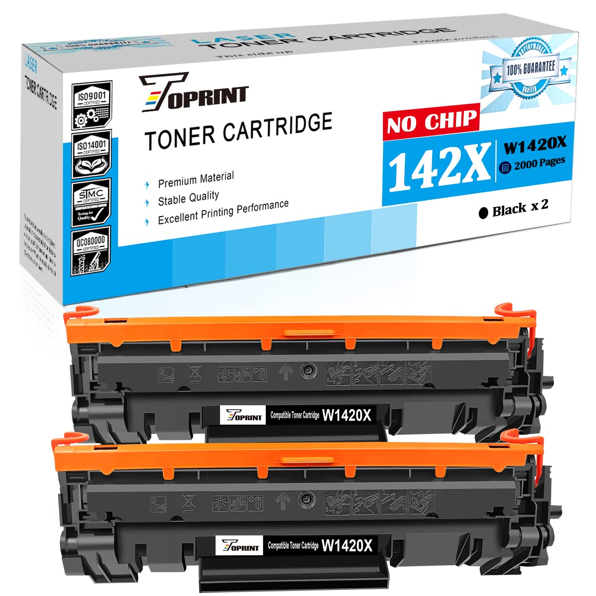 [ NO CHIP, WITH TOOL ] 142X W1420X ( W1420A 142A ) Compatible Toner Cartridges 2 Black High Capacity, for HP Laserjet M110w MFP M139 M140w Printer, Old Original Chip Cannot be Used for H P+ Printer