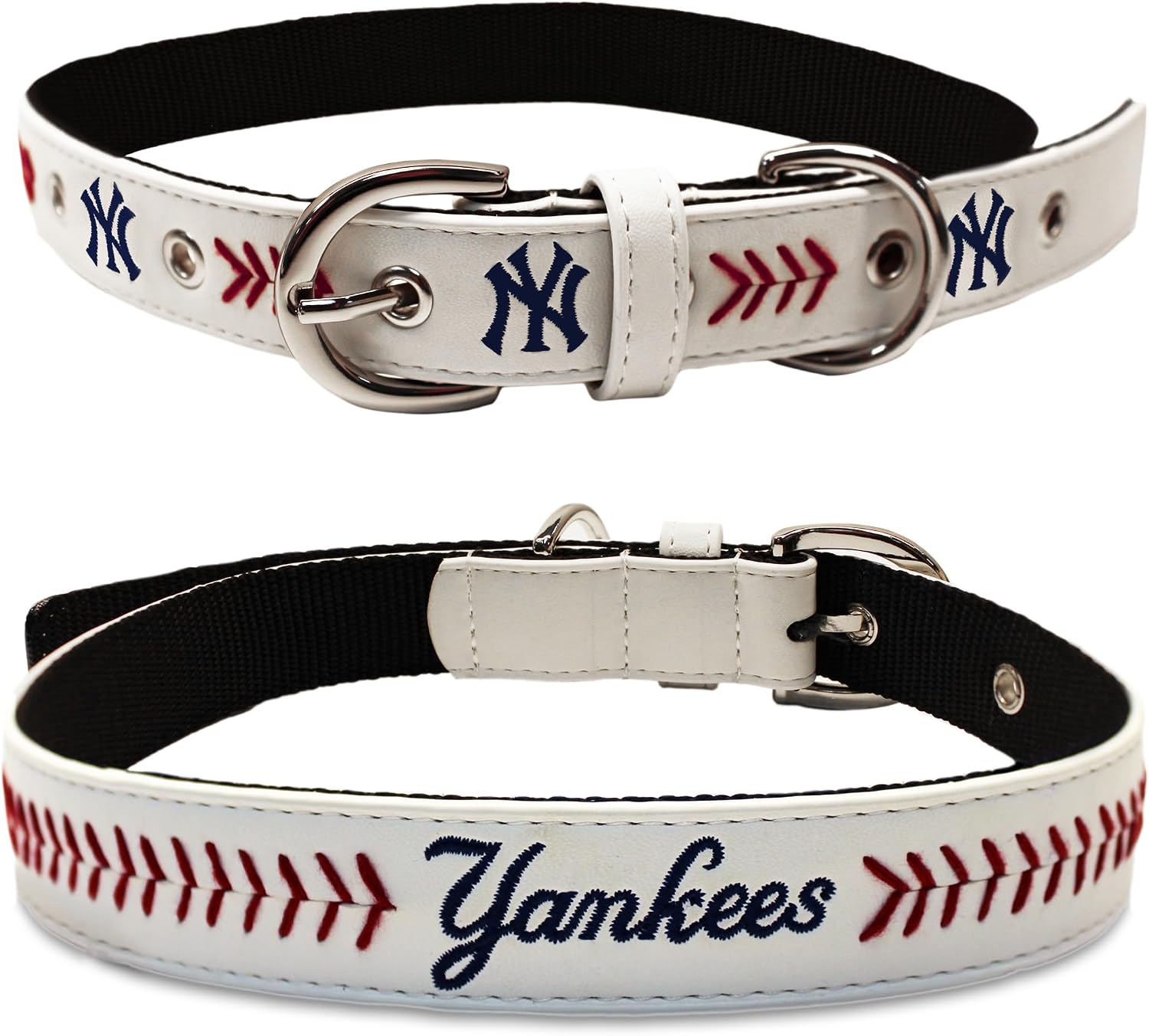 MLB Dog Collar New York Yankees New Signature PRO PVC-Leather Premium Pet Collars Extra Tough & Durable! Super Stylish! Size: Medium Adjustable 16-20" Length x 1" Width