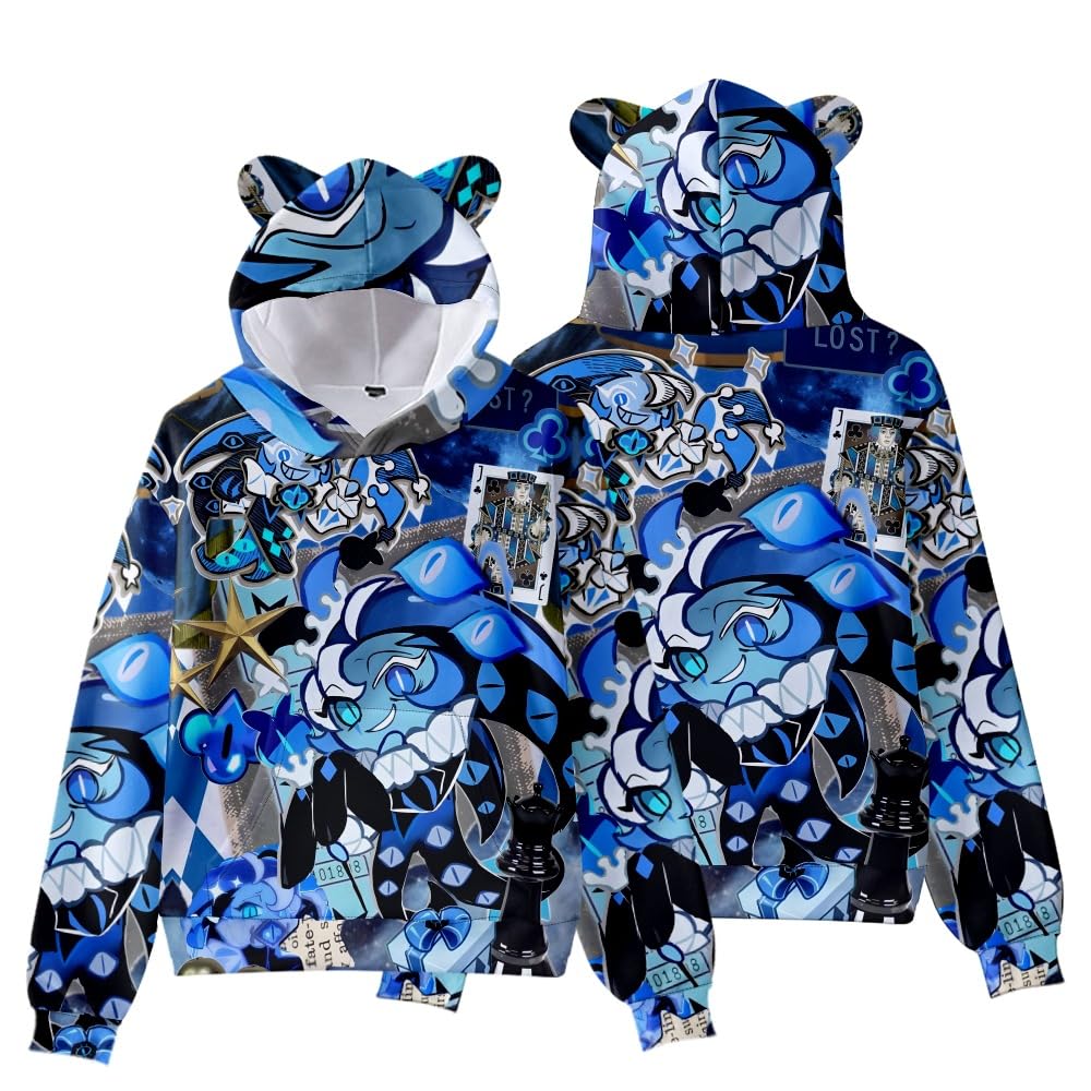 Hzsyc Kids Shadow Milk Cookie Cat's Ear Shaped Hoodie Boys Shadow Milk Cookie 3D Figure Printed Sweatshirt (02,13-14years)