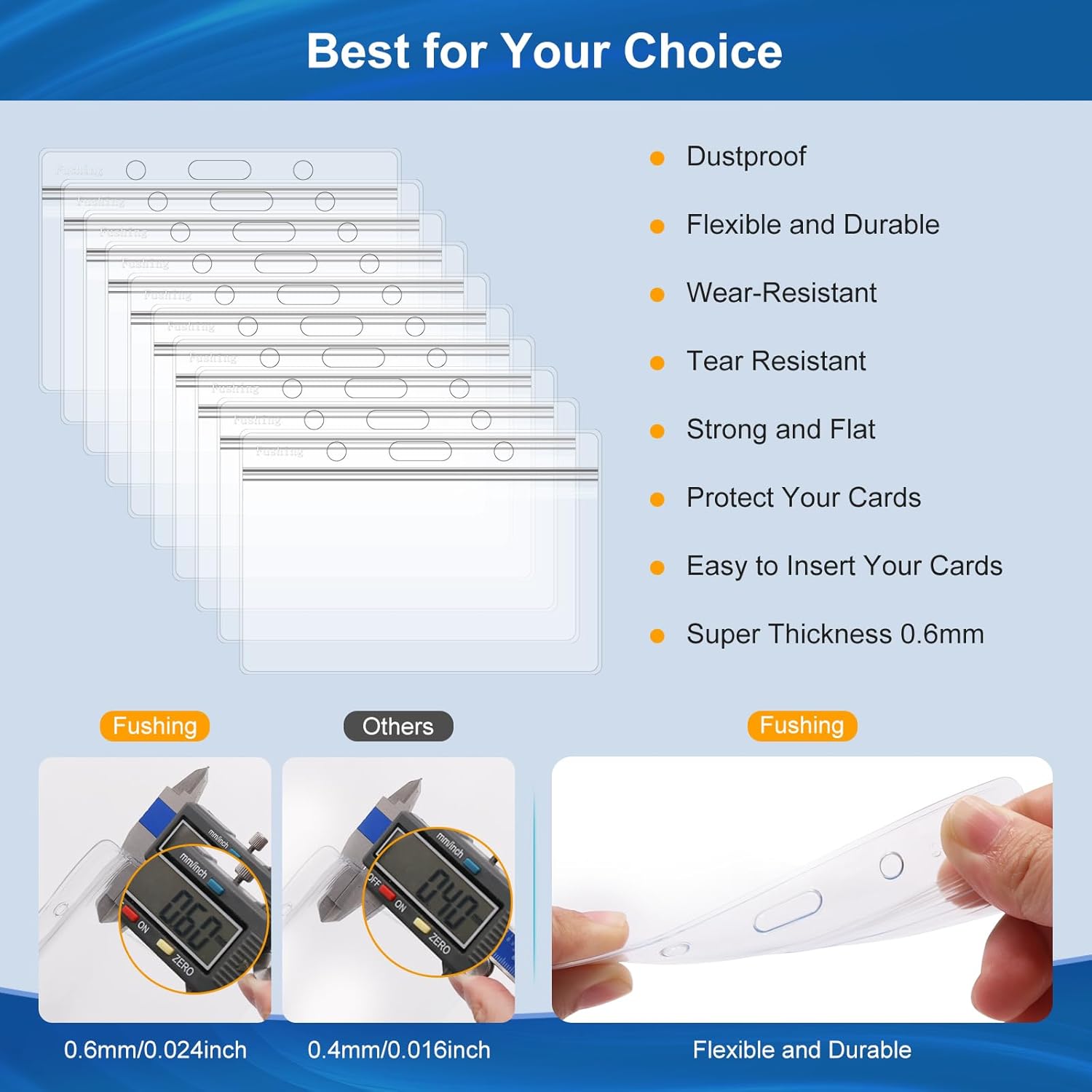2x4 Inch Name Badge Holders - Fushing Clear Plastic Horizontal Name Tag Badge ID Card Holders for 2 x 4 Inch Labels, ID Cards, Name Badge Inserts or Name Tag Inserts (250)