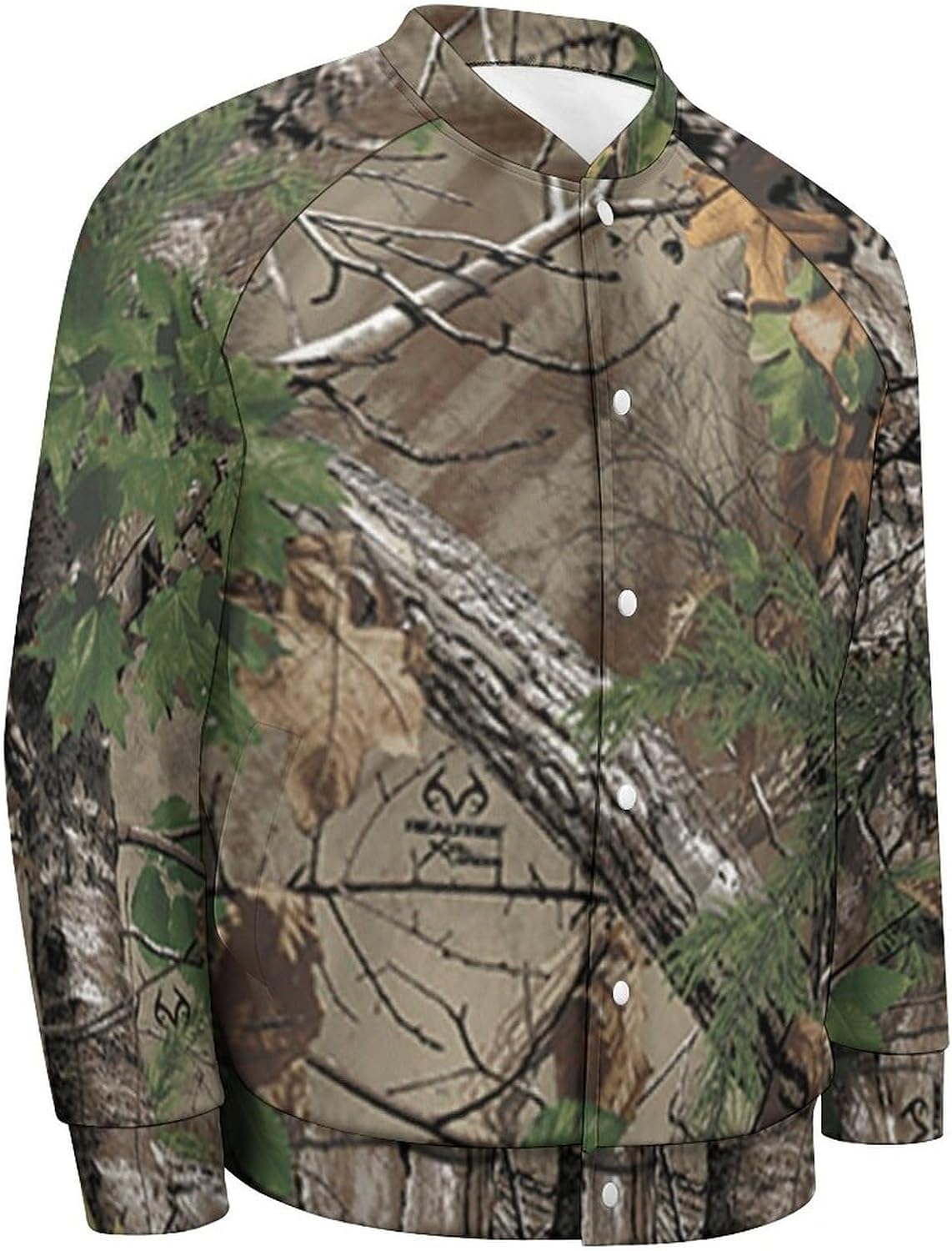 Camouflage Trees Men's Bomber Jacket Baseball Casual Button Coat With Pocket