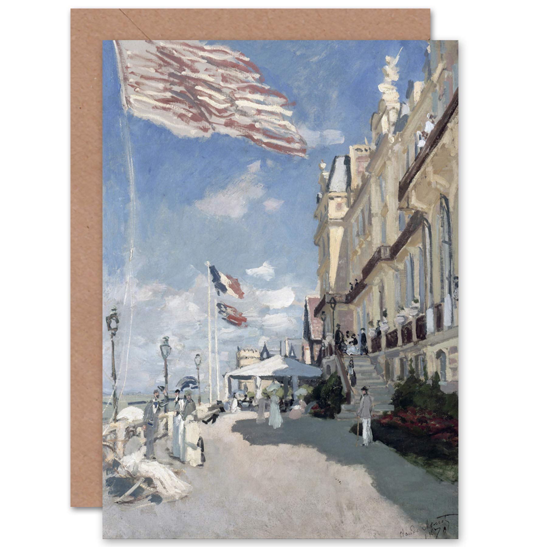 Artery8 Claude Monet Hotel Des Roches Noires Trouville Greetings Card - Blue