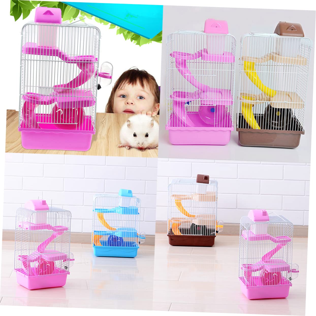Happyyami Hamsterkäfig Haustierkäfig Chinchillakäfig Aus Kunststoff Mit Laufrad Und Wasserkanne Für Kleine Haustiere